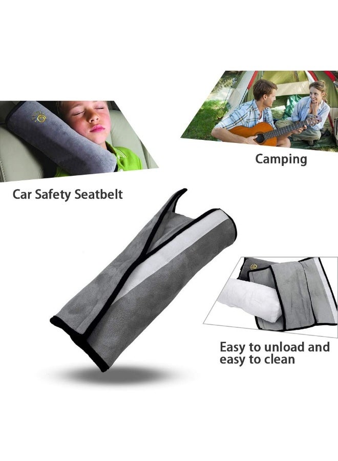 COFFLED Gray Seat Belt Pillow for Kids 2PC, Seatbelt Pillow for Child Travel, Seat Belt Pillow for Toddler Head Protector, Shoulder Pad for Car Safety Seatbelt, Car Sleeping Seat Belt Pillow Support - Image 4